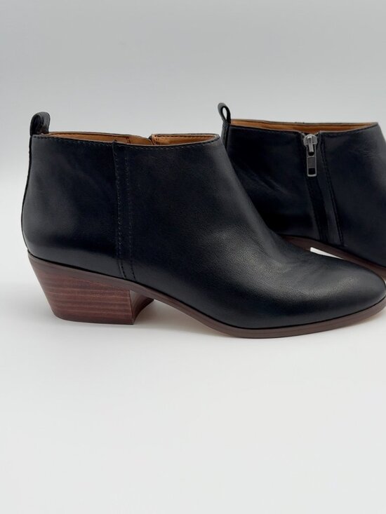 J.Crew Factory Women’s 8.5 Sawyer Black Leather Ankle Boots Stacked Heel NWOB - Picture 7 of 12